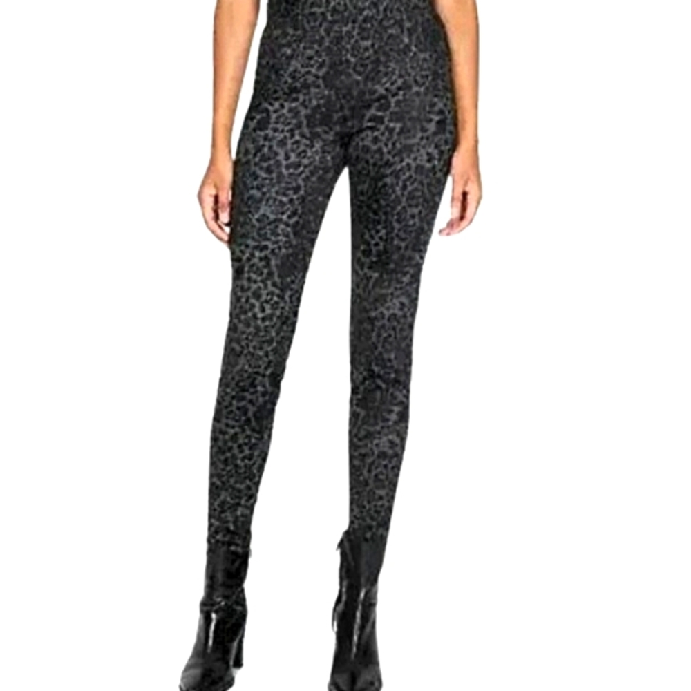 Sanctuary x Anthropologie Leopard Print Skinny Stretch Jegging Pant Blk Gray L